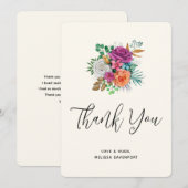 Roze, Oranje en witte rozen Bouquet Dank je Bedankkaart (Voorkant / Achterkant)