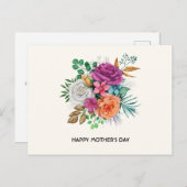 Roze, Oranje en witte rozen Bouquet Moederdag Feestdagenkaart (Voorkant / Achterkant)