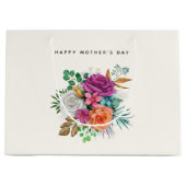 Roze, Oranje en witte rozen Bouquet Moederdag Groot Cadeauzakje (Voorkant)