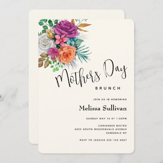 Roze, Oranje en witte rozen Bouquet Moederdag Kaart (Voorkant / Achterkant)