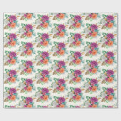 Roze, Oranje en witte rozen Floral Bouquet Cadeaupapier (Vlak)