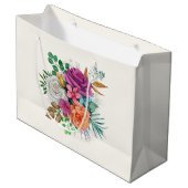 Roze, Oranje en witte rozen Floral Bouquet Groot Cadeauzakje (Voorkant Gekanteld)