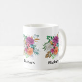 Roze, Oranje en witte rozen Floral Bouquet Koffiemok (Voorkant rechts)