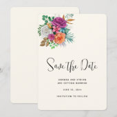 Roze, Oranje en witte rozen Floral Bouquet Save The Date (Voorkant / Achterkant)