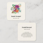 Roze, Oranje en witte rozen Floral Bouquet Vierkante Visitekaartje (Voorkant / Achterkant)