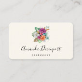 Roze, Oranje en witte rozen Floral Bouquet Visitekaartje (Voorkant)