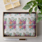 Roze, Oranje en witte rozen - Floral Patroon Tissuepapier (Geschenk)