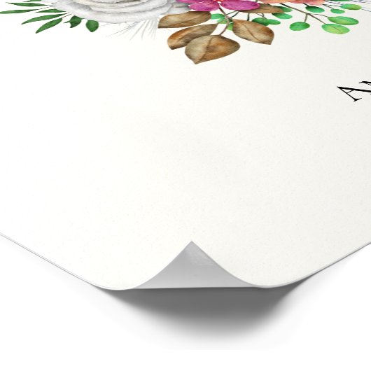 Roze, Oranje en witte rozen Poster (Hoek)