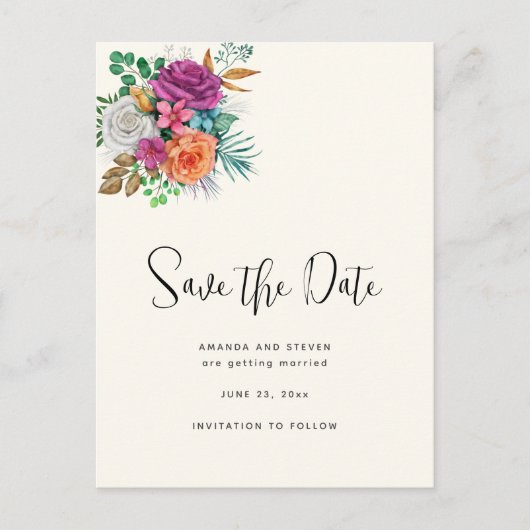 Roze, Oranje en witte rozen Uitnodiging Briefkaart (Voorkant)