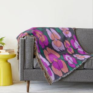 Roze Oranje en Zwarte Bloemen werpt Deken
