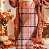 Roze, Oranje en zwarte Plaid Herfst Leggings