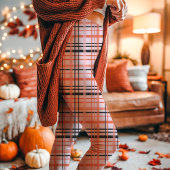Roze, Oranje en zwarte Plaid Herfst Leggings