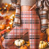 Roze, Oranje en zwarte Plaid Herfst Leggings