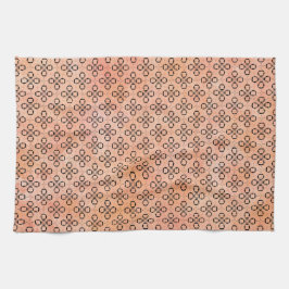 Roze, Oranje en zwarte Retro Patroon Theedoek