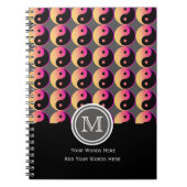 Roze Oranje en zwarte Yin Yang Monogram notebook Notitieboek (Voorkant)