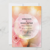 Roze Oranje Floral Elegant Romantic Glow Wedding Aankondiging (Voorkant)