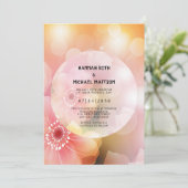 Roze Oranje Floral Elegant Romantic Glow Wedding Aankondiging (Staand voorkant)