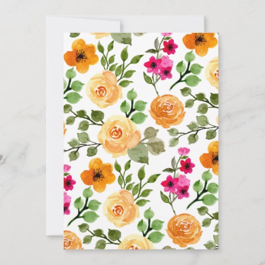 Roze Oranje Floral Elegant Script 65th Birthday Kaart (Achterkant)