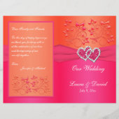 Roze Oranje Floral, Hearts Wedding Programme (Voorkant)