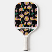 Roze Oranje Floral Patroon Aangepaste tekstnaam to Pickleball Paddle (Achterkant)