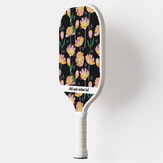 Roze Oranje Floral Patroon Aangepaste tekstnaam to Pickleball Paddle (Links)