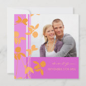 Roze Oranje Floral Photo Weddenschap Kaarten (Achterkant)