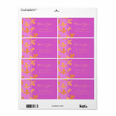 Roze Oranje Floral Swirls Weddenschappen Etiket (Full Sheet)