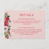 Roze oranje florale reuzenChinese trouwgegevens Informatiekaartje (Voorkant)