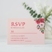 Roze oranje floreuze Chinese bruiloft RSVP (Staand voorkant)