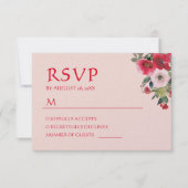 Roze oranje floreuze Chinese bruiloft RSVP Kaartje (Voorkant)