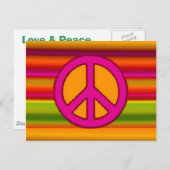 Roze Oranje Fractal & Peace Sign Briefkaart (Voorkant / Achterkant)