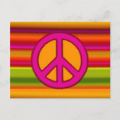 Roze Oranje Fractal & Peace Sign Briefkaart (Voorkant)