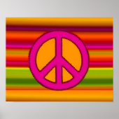 Roze Oranje Fractal & Peace Sign Poster (Voorkant)