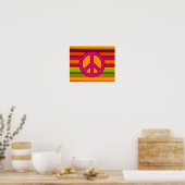 Roze Oranje Fractal & Peace Sign Poster (Keuken)