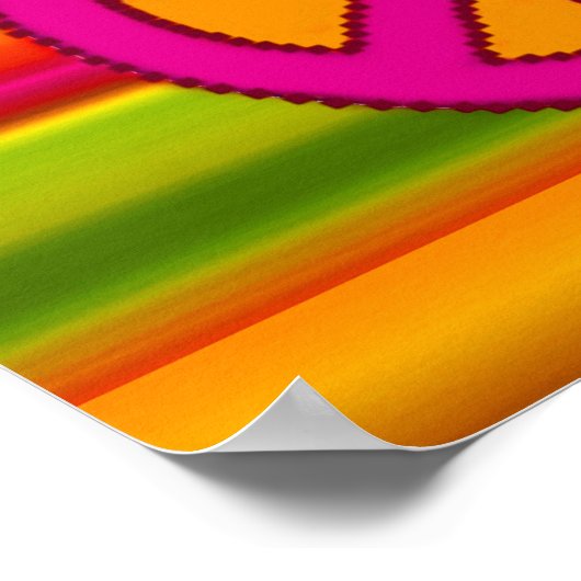 Roze Oranje Fractal & Peace Sign Poster (Hoek)
