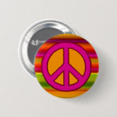 Roze Oranje Fractal & Peace Sign Ronde Button 5,7 Cm (Voorkant /achterkant)