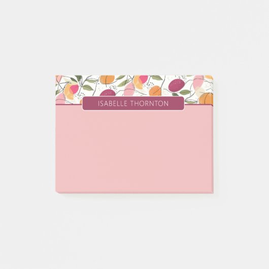  Roze & Oranje Fruit Patroon Naam Post-it® Notes (Voorkant)