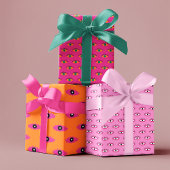 Roze & Oranje Funky Evil Eye Pattern Holiday Gift Inpakpapier Vel