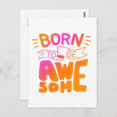 Roze Oranje Geboren om Geweldige Briefkaart te lat (Voorkant / Achterkant)