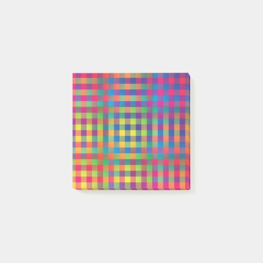 Roze Oranje Geel Geruit Patchwork Patroon Post-it® Notes (Voorkant)