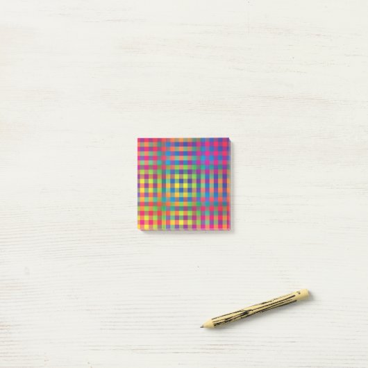 Roze Oranje Geel Geruit Patchwork Patroon Post-it® Notes (Op bureau)