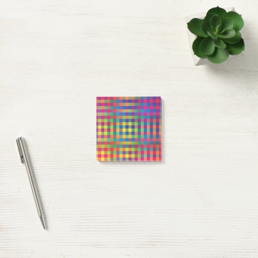 Roze Oranje Geel Geruit Patchwork Patroon Post-it® Notes (Kantoor)