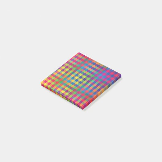 Roze Oranje Geel Geruit Patchwork Patroon Post-it® Notes (Schuin)