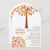 Roze Oranje Geel Groene Moderne Boom Weddenschap Kaart (Voorkant / Achterkant)