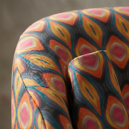 Roze Oranje Geel Retro Funky Abstract Patroon Stof