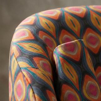 Roze Oranje Geel Retro Funky Abstract Patroon Stof