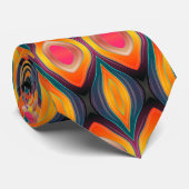 Roze Oranje Geel Retro Funky Abstract Patroon Stropdas (Opgerold)