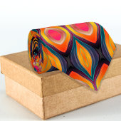 Roze Oranje Geel Retro Funky Abstract Patroon Stropdas
