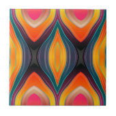 Roze Oranje Geel Retro Funky Abstract Patroon Tegeltje (Voorkant)