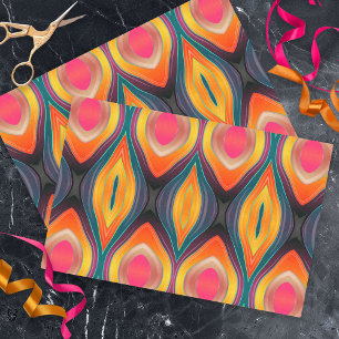 Roze Oranje Geel Retro Funky Abstract Patroon Tissuepapier